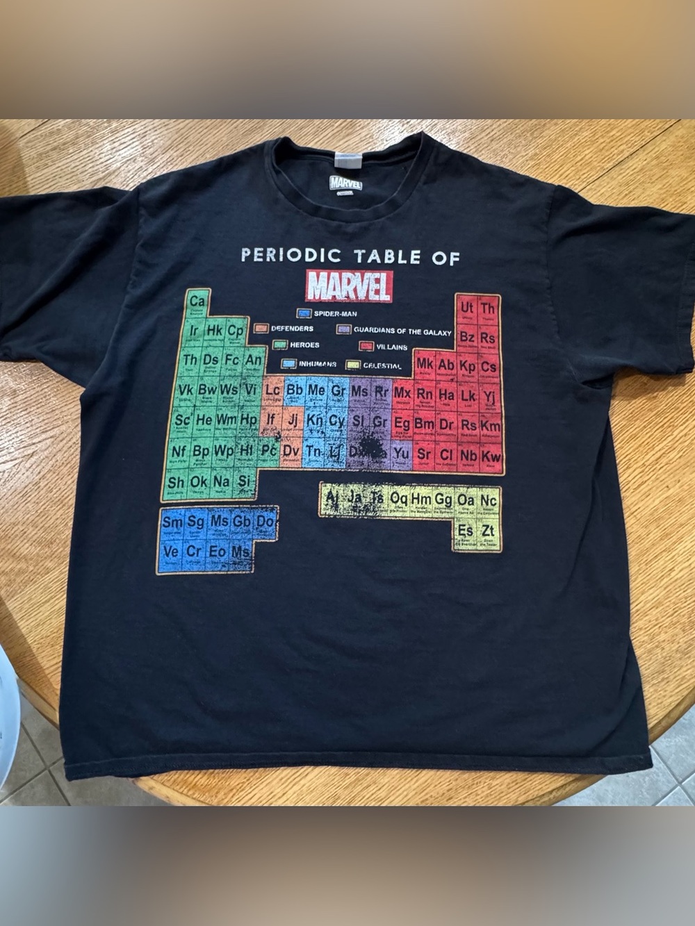 Marvel Men's Black 'Periodic Table of Marvel' Graphic Tee with Multi-Color Print